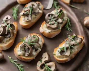 Mushroom and cheese crostini with a dash of tarragon