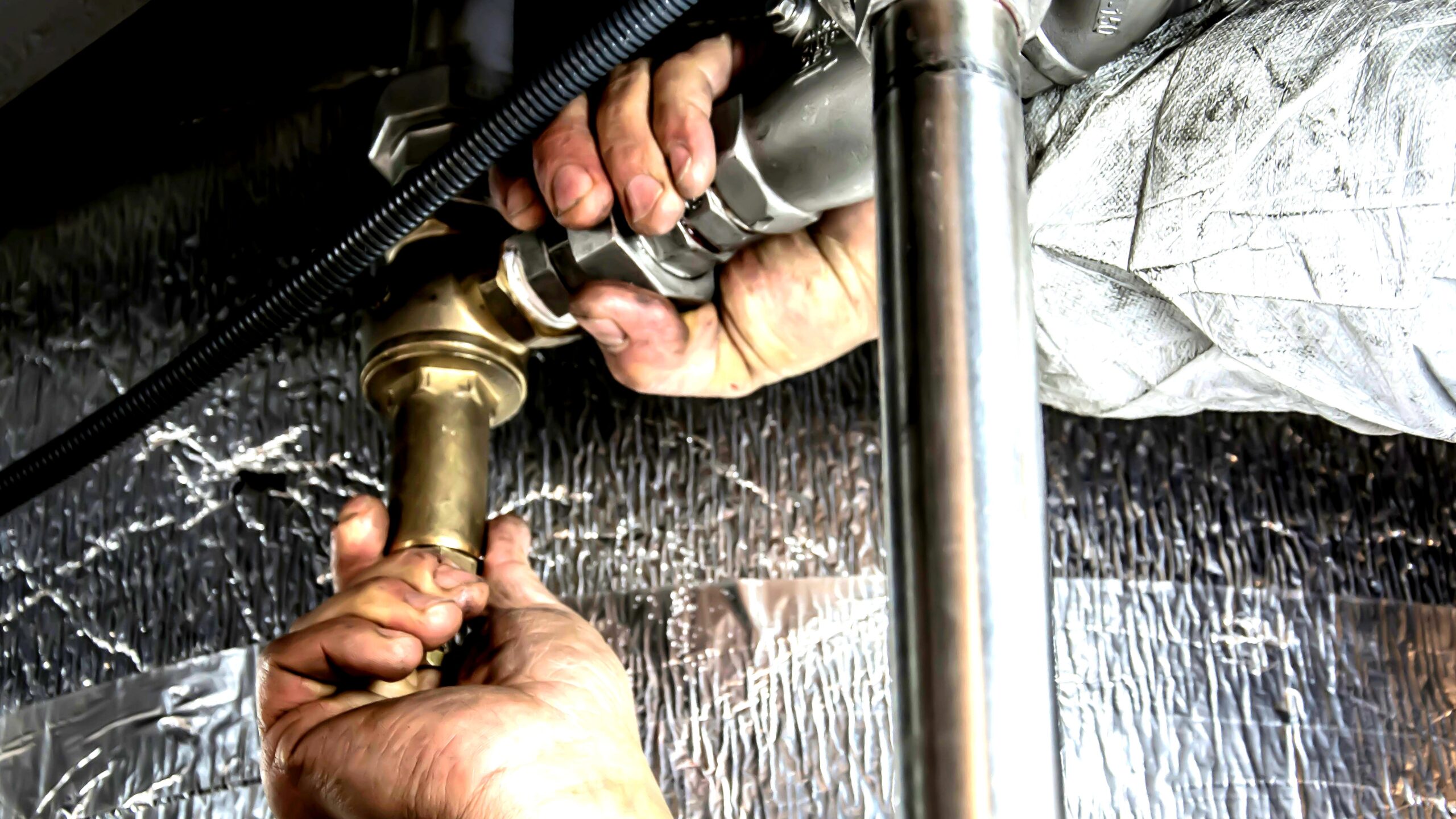 Tools and parts for fixing outdoor water spigot: screwdriver, wrench, pliers, and replacement washers